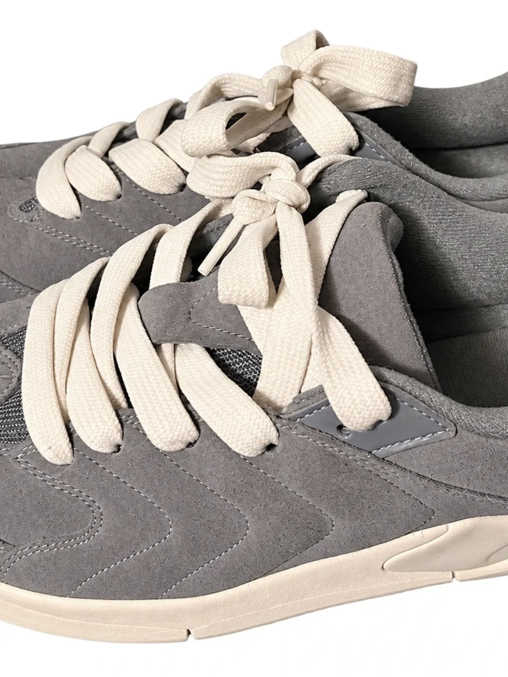 Jordan Men’s Gray Suede Athletic Sneakers with Cream Laces